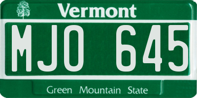 VT license plate MJO645