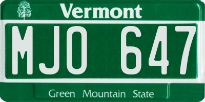 VT license plate MJO647