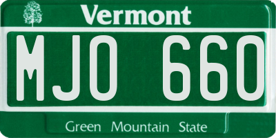 VT license plate MJO660