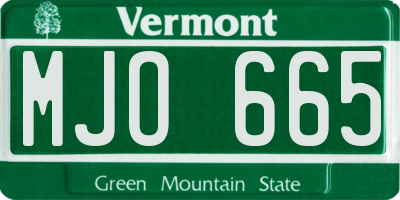 VT license plate MJO665