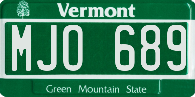 VT license plate MJO689