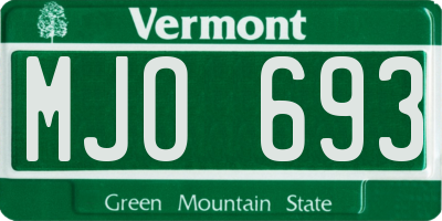 VT license plate MJO693
