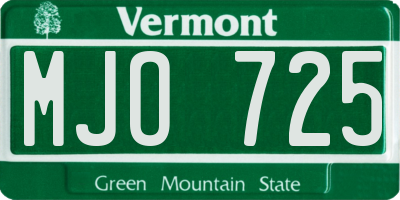 VT license plate MJO725