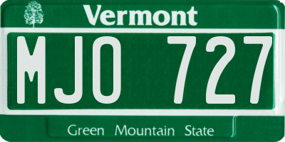 VT license plate MJO727