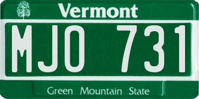 VT license plate MJO731