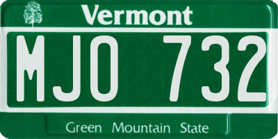 VT license plate MJO732