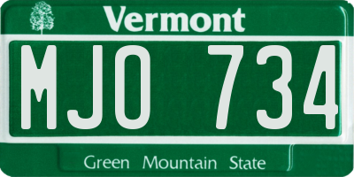 VT license plate MJO734