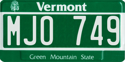 VT license plate MJO749