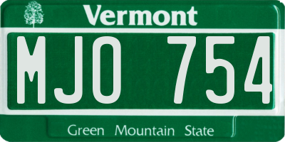 VT license plate MJO754