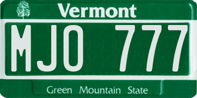 VT license plate MJO777