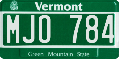 VT license plate MJO784