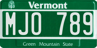 VT license plate MJO789