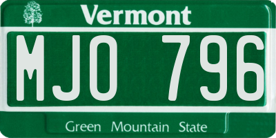 VT license plate MJO796