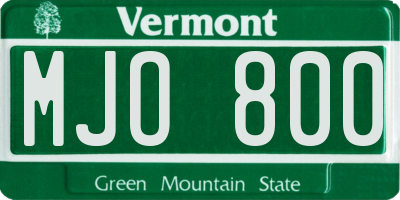 VT license plate MJO800