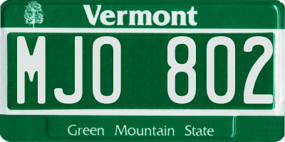 VT license plate MJO802