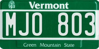 VT license plate MJO803