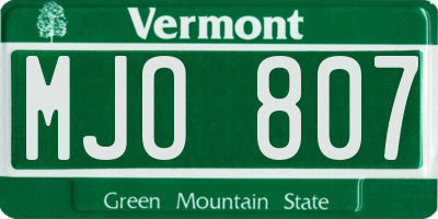 VT license plate MJO807