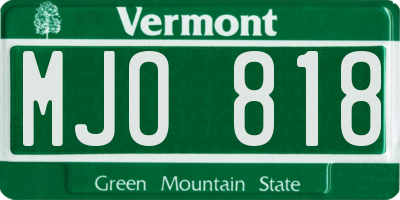 VT license plate MJO818