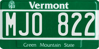 VT license plate MJO822