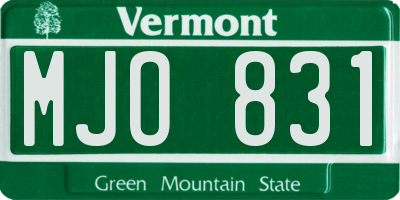 VT license plate MJO831