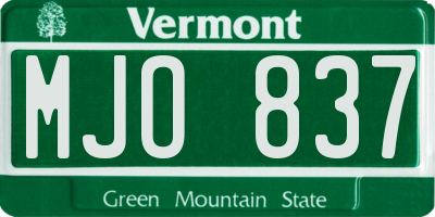 VT license plate MJO837