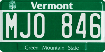 VT license plate MJO846