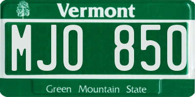VT license plate MJO850