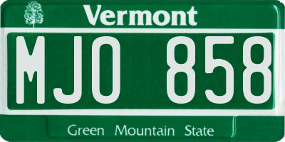 VT license plate MJO858