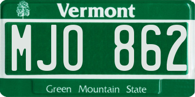 VT license plate MJO862