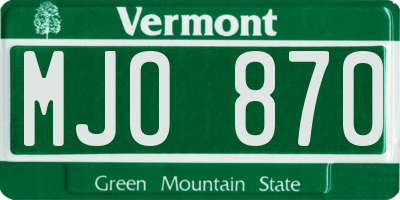 VT license plate MJO870