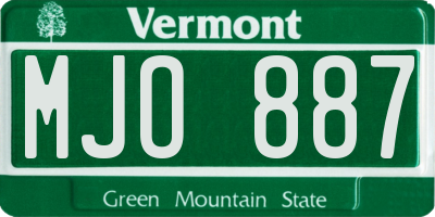 VT license plate MJO887