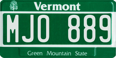 VT license plate MJO889