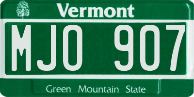 VT license plate MJO907