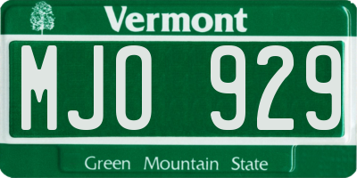 VT license plate MJO929
