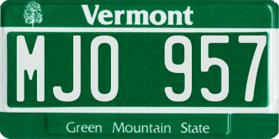 VT license plate MJO957