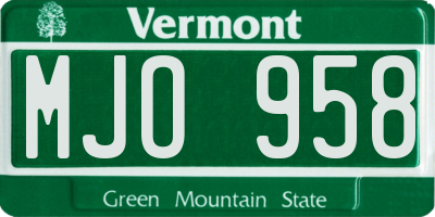 VT license plate MJO958