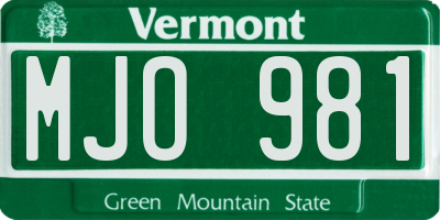 VT license plate MJO981