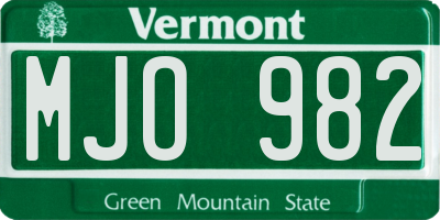 VT license plate MJO982