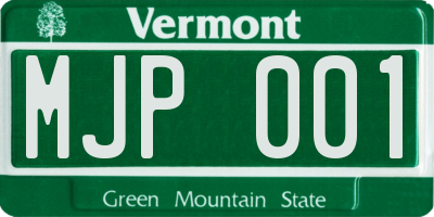 VT license plate MJP001