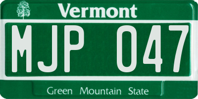 VT license plate MJP047