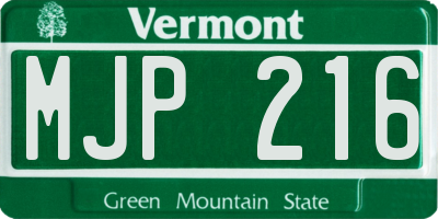 VT license plate MJP216