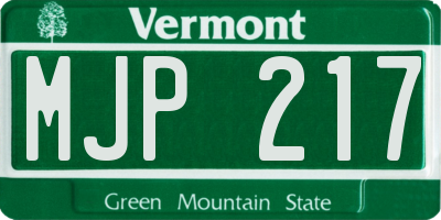 VT license plate MJP217