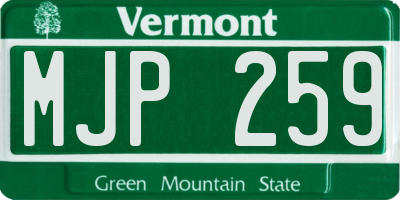 VT license plate MJP259