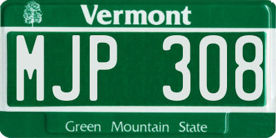 VT license plate MJP308