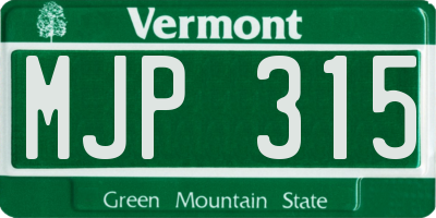 VT license plate MJP315