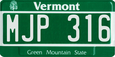 VT license plate MJP316