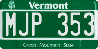 VT license plate MJP353