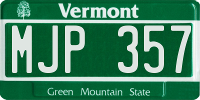 VT license plate MJP357