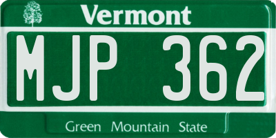 VT license plate MJP362