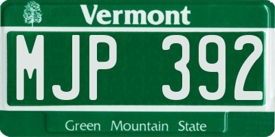 VT license plate MJP392